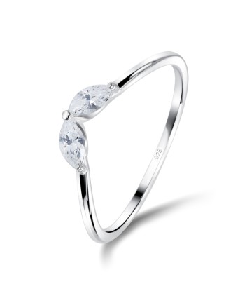 Wing Shaped CZ Stone Silver Ring NSR-4070